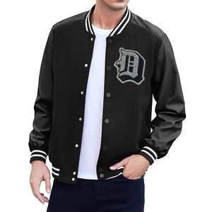 Vestes d'université de meilleure qualité pour hommes vestes d'université de baseball à manches en cuir boutonnées avec broderie en chenille - Product Image 3