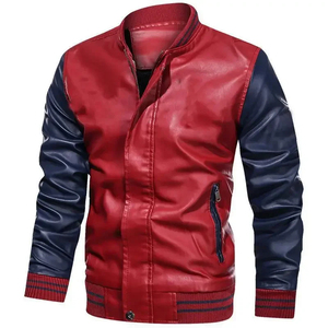 Chaqueta de bombardero de motocicleta para hombre, abrigos de Pu de cuero bordados de béisbol, chaquetas de piloto de lujo universitarias ajustadas, abrigo de invierno Varsity - Product Image 3