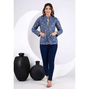 Chaqueta de algodón de invierno acolchada hecha a mano para mujer 2025, manga completa, estampado Floral Reversible, bordado, bolsillos dobles, otoño - Product Image 2