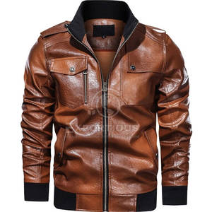 Dernier style, vente en gros, veste en cuir pour homme, écologique, respirante, coupe-vent, imperméable, col montant, devant, hiver, pour vente en ligne - Product Image 1