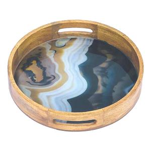 Plateau rectangulaire en bois artisanal imprimé avec motif autocollant, pour la maison, l'hôtel, les comptoirs décoratifs et l'utilisation en cuisine. - Product Image 6