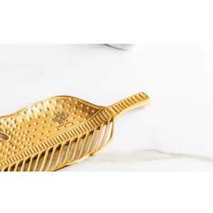 Bandeja Decorativa con Diseño de Hojas de Latón, Estilo Bohemio y Acabado Lacado Antiguo para Decoración con Motivos Vegetales - Product Image 4