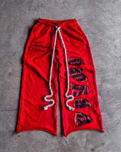 Taille élastique personnalisée sérigraphiée 100% coton pantalon respirant pantalon en détresse unisexe Street Wear pantalon de survêtement - Product Image 6