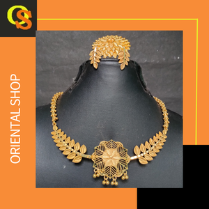 Precios más bajos Collar Pendientes Anillo Conjunto con 22K Chapado en oro Estilo de lujo Conjunto de joyas para la venta por los exportadores - Product Image 5