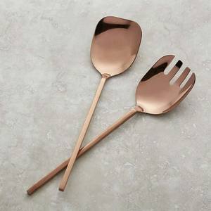 Adorable New Pattern Gold Mirror Polished <b>Spoon</b> <b>Fork</b> Salad Server <b>Set</b> with Round Amazing Design Handle - Product Image 5