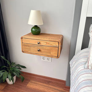 Table de chevet flottante moderne indienne faite à la main écologique avec tiroirs de rangement murale pour chambre salon décor à la maison - Product Image 2