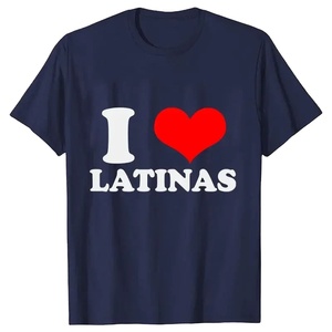 Camiseta de Algodón Estampada con la Frase 'I Love Latinas' para Hombre, Corte Regular, Tejido de Punto, Estilo Casual Vintage, Ropa Deportiva de Verano, Fabricante OEM al por Mayor - Product Image 1