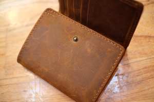 Portefeuille à trois volets en cuir de cheval fou véritable fait à la main pour hommes, antivol, fermeture ouverte, RFID, LTW-0209 cadeau vintage sûr - Product Image 2