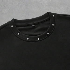 T-shirt streetwear surdimensionné avec strass, personnalisé, tendance, pour homme, avec strass - Product Image 4