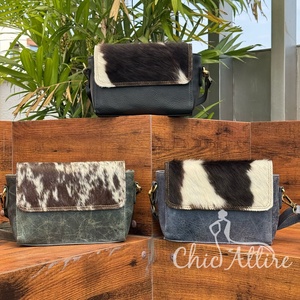 Personalizado al por mayor 2025 de alta calidad de las mujeres de cuero de vaca con solapa bandolera de gran capacidad de cuero genuino elegante Sling bolsos de hombro - Product Image 1