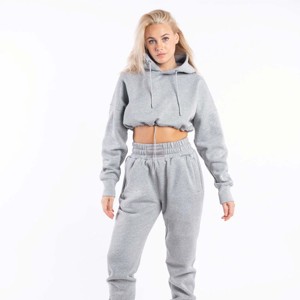Fabricant sur mesure OEM <span class=keywords><strong>Ensemble</strong></span> sweatshirts à capuche courts haute qualité pour femmes - Product Image 4