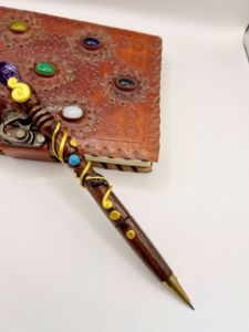 Thủ công bằng gỗ Amethyst pha lê bút | đá quý tự nhiên công cụ viết | tinh thần chữa bệnh & Thiền Quà Tặng | nghệ thuật ma thuật - Product Image 5