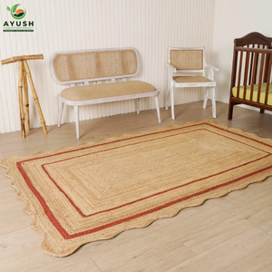Tapis d'intérieur doux et réversible en jute et coton, rembourré et lavable pour chambre et salon - Product Image 3