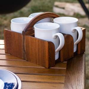 Juego de Bandejas para Tazas de Madera, Ecológico, Sostenible, Organizador de Bebidas de Madera, Presentación Elegante para Mesa, Estilo Contemporáneo - Product Image 5