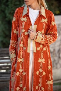 Robes Kimono Suzani en velours fait main broderie en velours veste longue indienne ethnique bohème suzani boho robes à fleurs traditionnelles - Product Image 2