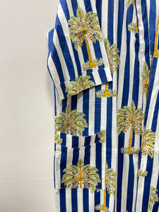 Cotton Floral V-neck Front Logo Printed <b>Robe</b> Unisex Summer Gift for Him Full Length Drawstring Closure <b>Beach</b> Wear - Product Image 5