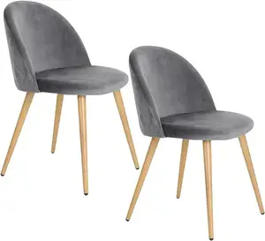 Wholesale Simple Soft Velvet Modern Dining Chairs With Wooden Metal Legs For Living Room Lounge Leisure Bedroom Living Room