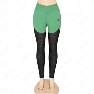 Leggings personalizados con panel de malla de color de contraste Leggings de yoga con cintura elástica - Product Image 2