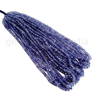 ลูกปัดแทนซาไนต์ธรรมชาติทรงรอนเดลล์เจียระไน  ลูกปัดแทนซาไนต์  อัญมณีพลอยแท้สำหรับทำเครื่องประดับ  ขายส่ง  ขนาด 16 นิ้ว - Product Image 5