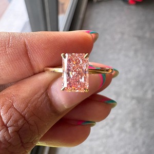 Anillo de Compromiso Solitario con Diamante Rosa Cultivado en Laboratorio, Corte Radiante, Certificado por IGI, para Mujer, en Oro de 14k, Anillo de Boda con Diamante de Fantasía, Regalo - Product Image 1