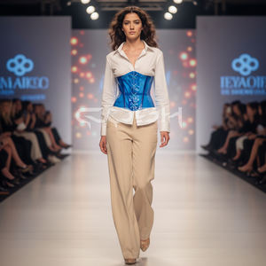 COSH CORSET Corset transparent bleu en vinyle PVC sous-poitrine, serre-taille, corset Waspie, fournisseur de corsets personnalisés OEM/ODM - Product Image 5