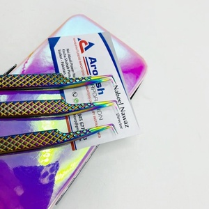 Vente en gros de pinces professionnelles solides en acier inoxydable à 90 degrés, plasma arc-en-ciel, extensions de cils à poignée diamantée - Product Image 5