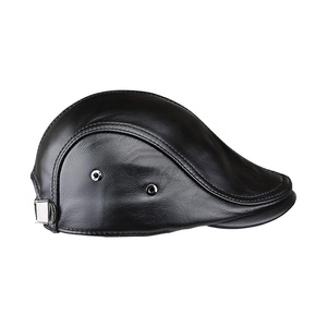 หมวกหนังแท้สไตล์วินเทจหมวกเบเร่ต์ตะวันตกมีโลโก้ตามสั่ง - Product Image 2