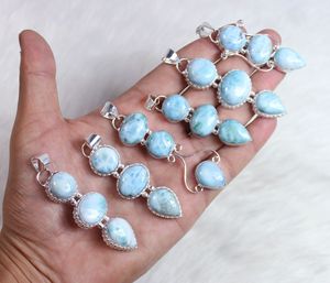 Hermosa calidad Larimar diseñador colgante collar suave pulido a mano con bisel ajuste incrustaciones para venta al por menor - Product Image 6