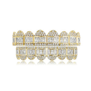 Grillz glacé en or blanc 14 carats personnalisé diamants naturels de clarté VVS taille brillant entièrement étincelants pour mariages cadeaux Hip Hop - Product Image 6