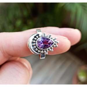 Handmade Amethyst Silver <b>Ring</b> for Women February Gemstone <b>Statement</b> <b>Ring</b> with 18K Plating Gift - Product Image 5
