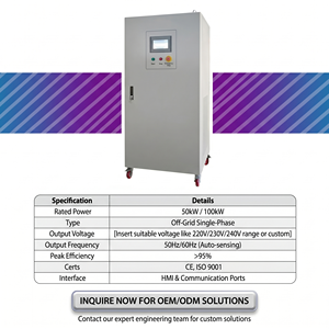 อินเวอร์เตอร์คุณภาพพรีเมียม 100kW 50kW ช่วงแรงดันไฟฟ้ากระแสตรงเข้ากว้าง รองรับระบบออฟกริด เฟสเดียว คลื่นไซน์บริสุทธิ์ สำหรับระบบไฮบริดพลังงานลมและพลังงานแสงอาทิตย์ - Product Image 4