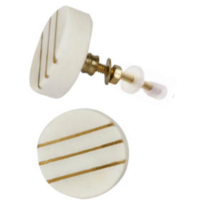 Boutons de porte ronds en pierre de marbre blanc fabriqués à la main 3 lignes poignées et poignée de placard en laiton pour tiroirs et armoires de cuisine et de chambre à coucher - Product Image 2
