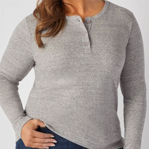 Women Solid Casual Flannel Waffle-Knit <b>Henley</b> <b>Shirt</b>-Soft and Comfortable Long Sleeve Top for Layering in Fall and Winter - Product Image 6