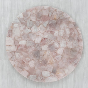 Table basse en pierre d'agate naturelle mobile de luxe fabriquée à la main en quartz rose Base en cristal de géode pièce maîtresse de salon moderne unique - Product Image 1