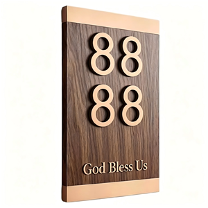 <span class=keywords><strong>Plaque</strong></span> <span class=keywords><strong>de</strong></span> numéro <span class=keywords><strong>de</strong></span> <span class=keywords><strong>maison</strong></span> en bois moderne Sikatu, adhésive, pour villa, appartement, hôtel, entrepôt - Résistante à l'eau - Product Image 4