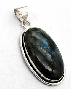 Collar con colgante antiguo Chapado en plata y latón Vintage para mujer, piedras preciosas de labradorita, moda única, surtido de naturales - Product Image 3