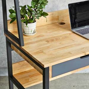 <b>Foldable</b> 120x60x150cm Study <b>Desk</b> with Bookshelf Rubber Wood and Metal for Hotels and <b>Offices</b>-FD68060 Computer and Laptop Table - Product Image 5