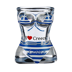 Vente en gros logo personnalisé J'aime la Grèce Pays Drapeau Bikini Verre à liqueur Souvenir Grèce Verres à liqueur - Product Image 1