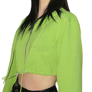 Custom Size Low MOQ 100% Cotton Women <b>Winter</b> Crop <b>Top</b> Hoodies with Front Logo - Product Image 4