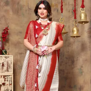 Durga pooja spécial saree qualité lourde Saree lisse et soyeux Pure Viscose DOLA SILK Full body Anmol jari weveing rich pallu