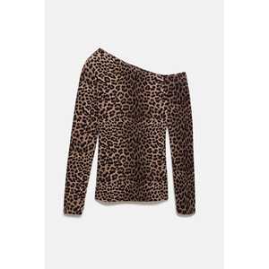 Blusa Vintage de Otoño/Invierno con Cuello Asimétrico, Estampado de Leopardo, Estilo Casual Occidental, Talla XL, Satén, Seda, Tejido de Punto, Botones, Ropa de Oficina - Product Image 5