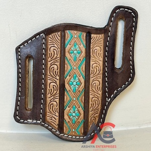 OEM & ODM ปลอกมีดหนังแท้แบบใช้มือพร้อมเข็มขัดรัดเอวซองหนังแบบตะวันตกสำหรับทุกเพศ - Product Image 1