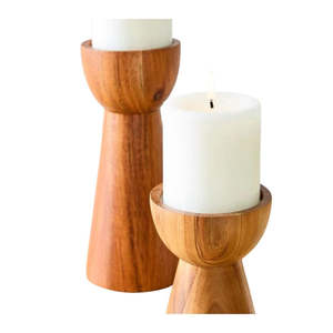 Portavelas de Madera Maciza, Soportes Rústicos para Velas de Pilar para Centro de Mesa, Decoración de Repisa de Estilo Rústico y Exhibición de Bodas - Product Image 1