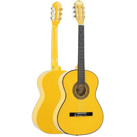 4/4 Black Classical Guitar Full Set Adjustable Truss Rod Glossy Finish Mahogany Neck Tuner Bag Capo Picks | Midex CG-270YLW