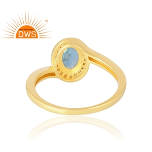 Venta caliente 925 plata esterlina 18K chapado en oro Cz natural y Topacio Azul anillo de piedras preciosas Demi fabricante de joyería fina - Product Image 2