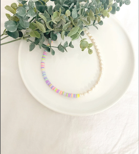 Chaînes de perles d'eau douce tendance et de perles Heishi pastel, franges colorées arc-en-ciel, cadeau de mariage - Product Image 2