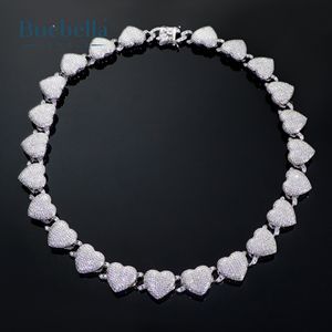 Vente flash Collier ras du cou cubain en argent sterling 925 de 10 mm en forme de cœur pour femmes Style hip-hop Mariage Moissanite - Product Image 2
