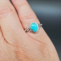 Anillo clásico de Plata de Ley 925, piedra preciosa turquesa de corte ovalado, joyería fina para bodas, compromisos, aniversarios, fiestas, regalo