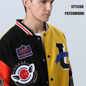 Nouvelle taille personnalisée Logo Letterman veste hommes polaire décontracté Patchwork recadrée Baseball université Letterman veste pour hommes - Product Image 3