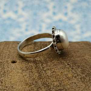 Bijoux fins en argent sterling 925 de créateur bohème perle d'eau douce naturelle et bague en diamant faite à la main pour les fêtes - Product Image 2